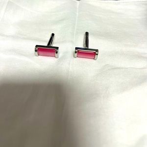 Silver cufflinks with beautiful pink stone